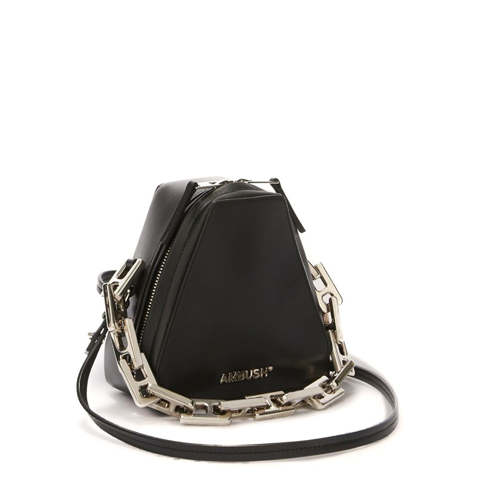 RARE Ambush SILVER Small Tri Tote Leather Crossbody Bag with Silver Chain